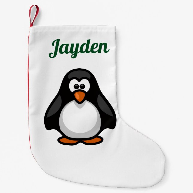 Cool Cartoon Penguin – Just Chillin' Arctic Vibes Small Christmas Stocking (Front)