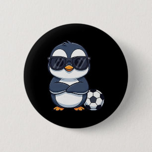 Cool Cartoon Penguin Soccer Player 6 Cm Round Badge