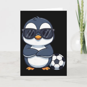 Cool Cartoon Penguin Soccer Player Card