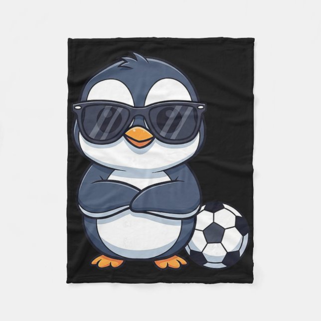 Cool Cartoon Penguin Soccer Player  Fleece Blanket (Front)