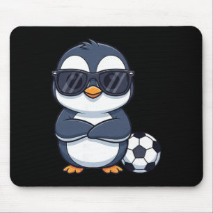 Cool Cartoon Penguin Soccer Player Mouse Pad