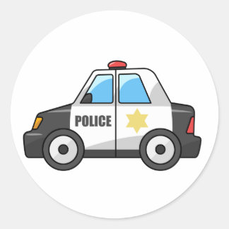 Cool Cartoon Police Car Classic Round Sticker