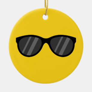 Cool Cartoon Sunglasses Ceramic Ornament