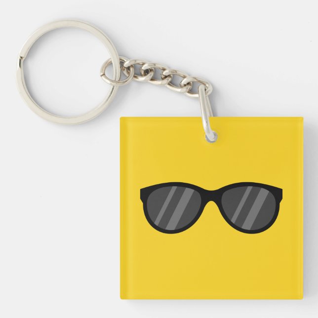 Cool Cartoon Sunglasses Key Ring (Front)