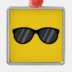 Cool Cartoon Sunglasses Metal Ornament