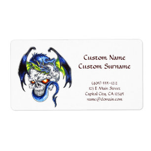 Cool cartoon tattoo symbol Blue Dragon Skull