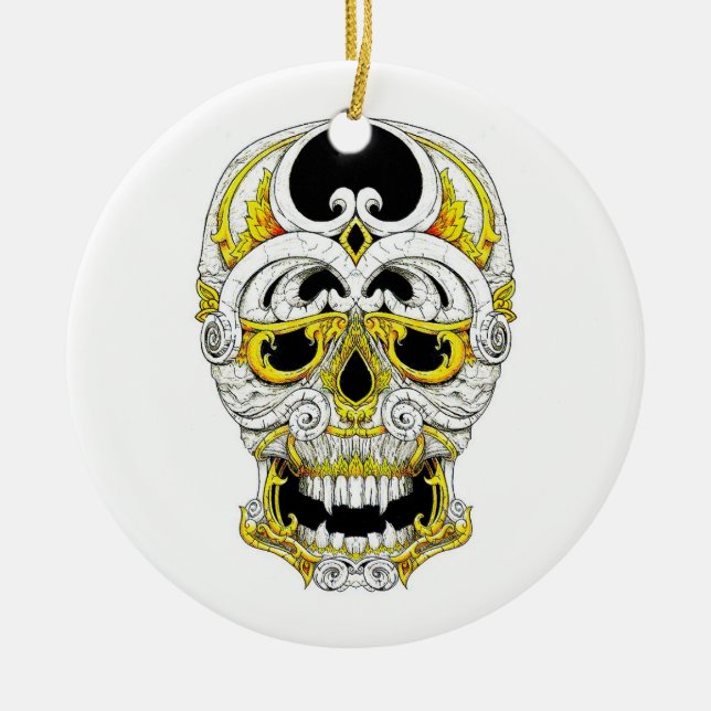 Cool cartoon tattoo symbol gothic ornament skull (Front)