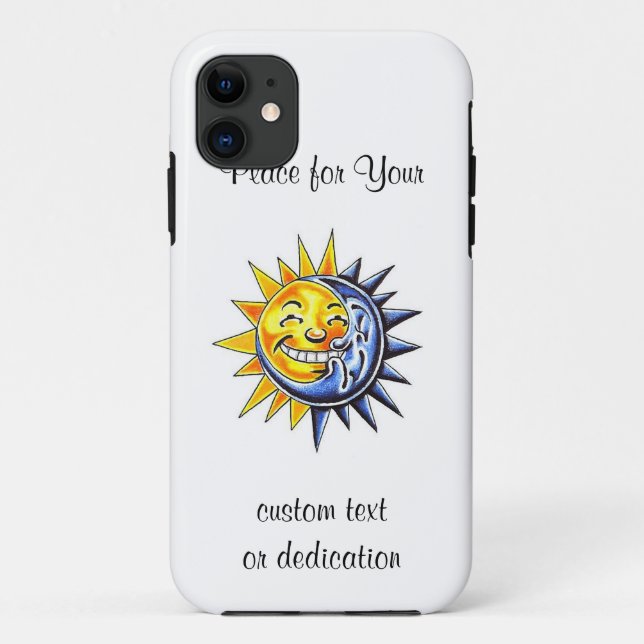 Cool cartoon tattoo symbol happy sun moon face Case-Mate iPhone case (Back)