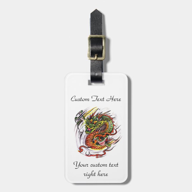 Cool cartoon tattoo symbol oriental Dragon Luggage Tag (Front Vertical)