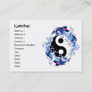 Cool cartoon tattoo symbol Yin Yang Dolphins Business Card