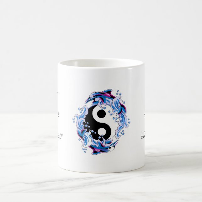 Cool cartoon tattoo symbol Yin Yang Dolphins Coffee Mug (Center)