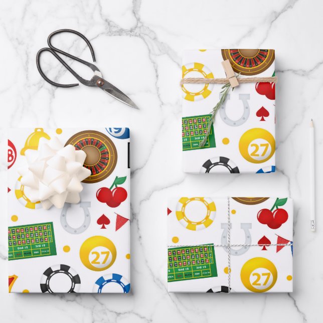 Cool Casino pattern party Wrapping Paper Sheets (Front)