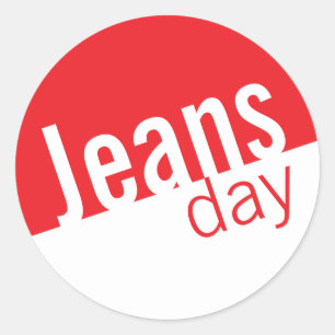 Cool Casual Denim Jeans Day Stickers Red