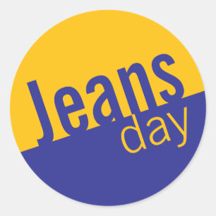 Cool Casual Denim Jeans Day Stickers Yellow Blue