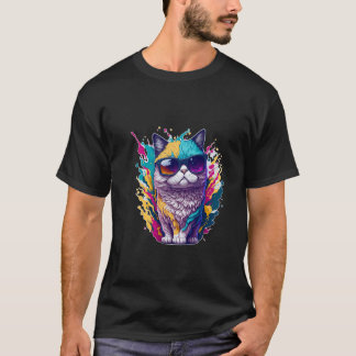 cool casual  with "Cool Cat Graphic" T-Shirt