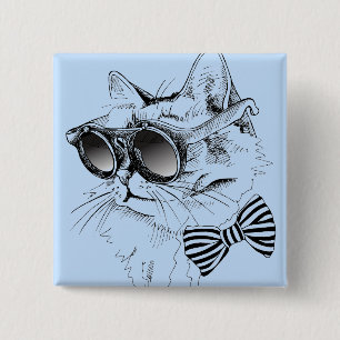 Cool Cat 15 Cm Square Badge