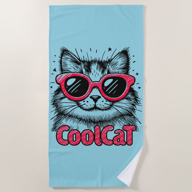 Cool Cat 1 Beach Towel (Front)
