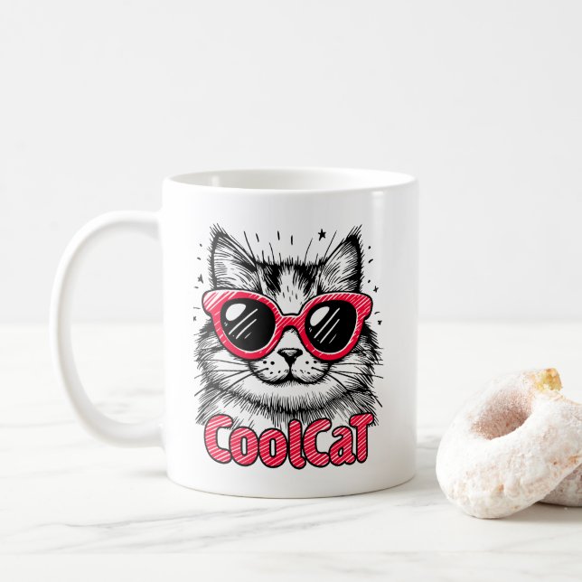 Cool Cat 1 Coffee Mug (With Donut)