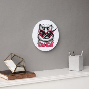 Cool Cat 1 Round Clock