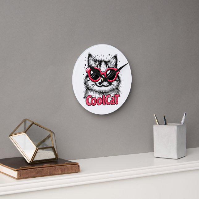 Cool Cat 1 Round Clock (Office)