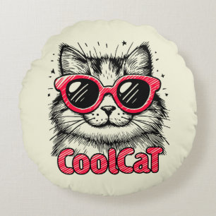 Cool Cat 1 Round Cushion