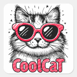 Cool Cat 1 Square Sticker