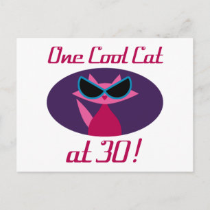 Cool Cat 30th Birthday Postcard