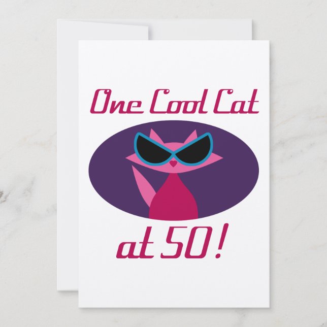 Cool Cat 50th Birthday Card (Front)
