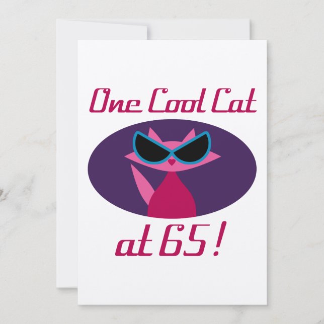 Cool Cat 65th Birthday Card (Front)