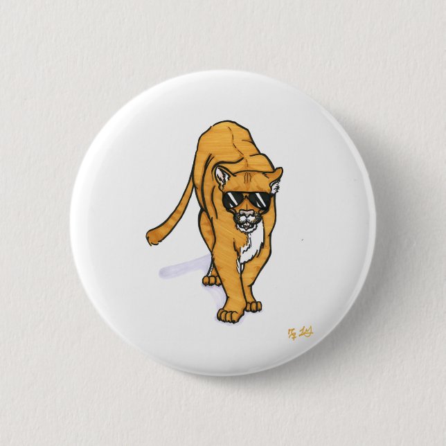 cool cat 6 cm round badge (Front)