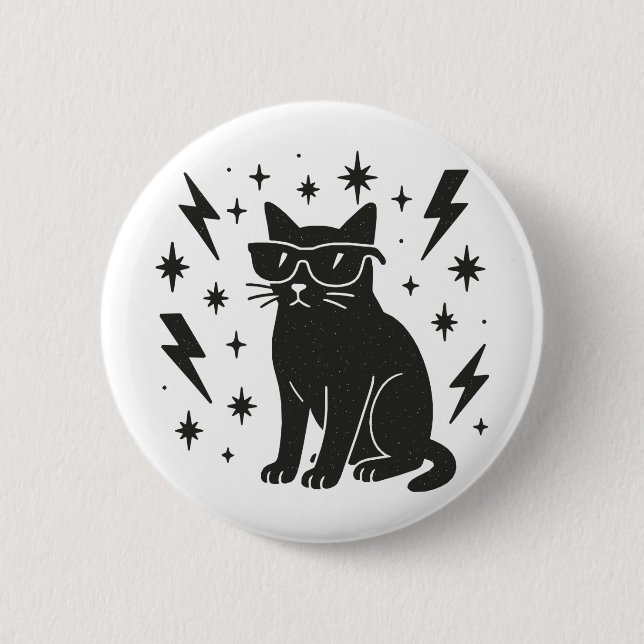 Cool Cat 6 Cm Round Badge (Front)