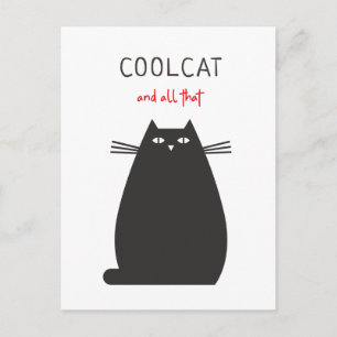 Cool Cat And All That Fun Quote Illustration Postcard