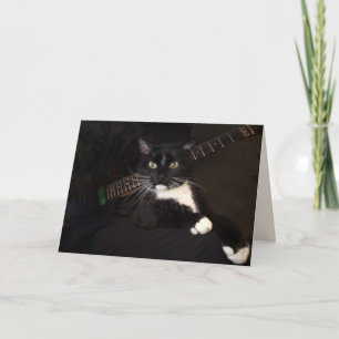 Cool Cat And Guitar Birthday Card