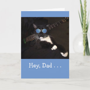 Cool Cat And Guitar Father's Day Card