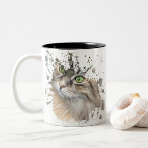 Cool Cat Artwork Best gift for cat lovers Two-Tone Coffee Mug