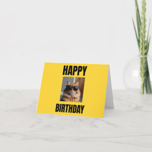 Cool Cat Birthday Card for Cat Lovers, Funny Gift