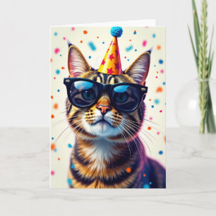 Cool Cat Birthday Party Card