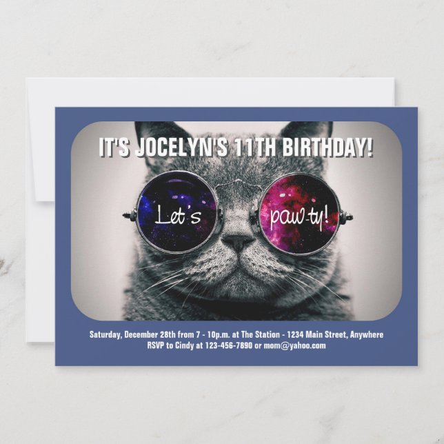 Cool Cat Birthday Party Invitation (Front)
