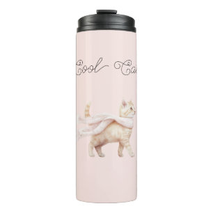 Cool Cat Blush Pink Scarf Thermal Tumbler