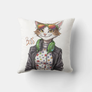 Cool Cat Boss – Funny Cat Lover Gift Idea Cushion