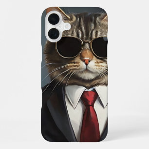 Cool Cat Businessman Sunglasses Corporate Feline iPhone 16 Plus Case