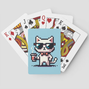 Cool Cat Coffee Break: 8-Bit Pixel Art Playing Cards