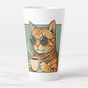 Cool Cat Coffee Retro Style Design for Cat Lovers Latte Mug