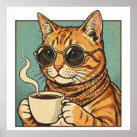Cool Cat Coffee Retro Style Design for Cat Lovers