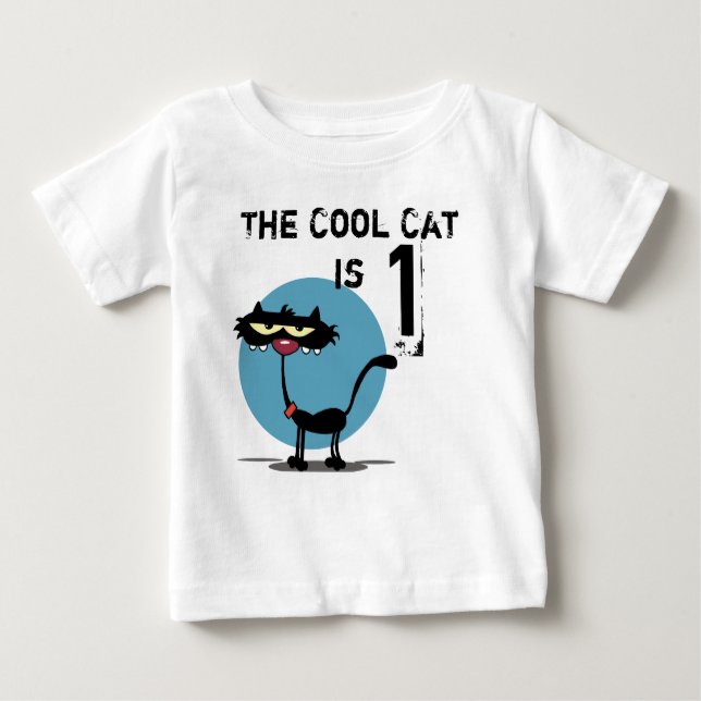 Cool Cat Customisable Birthday T-shirt (Front)