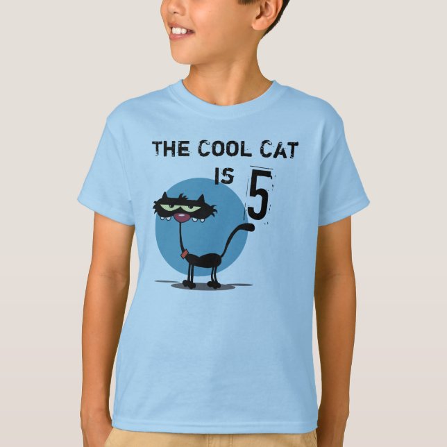 Cool Cat Customisable Birthday T-shirt (Front)