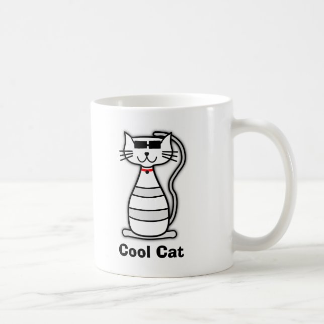 Cool Cat cute cartoon cat with sunglasses Coffee Mug (Right)