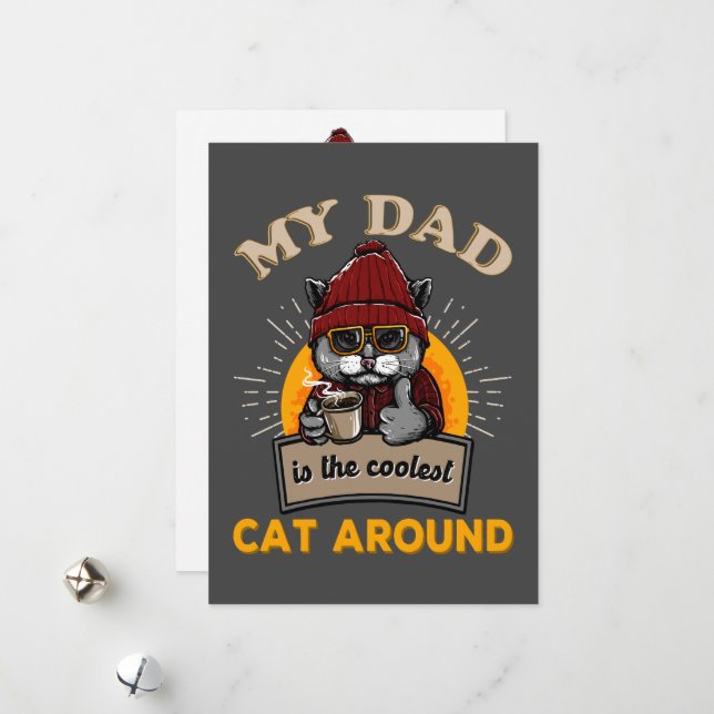 Cool cat dad custom Father's Day Card (Front/Back In Situ)