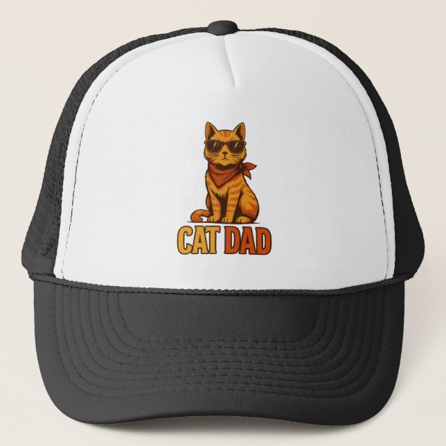 Cool Cat Dad Vintage Style Trucker Hat (Front)