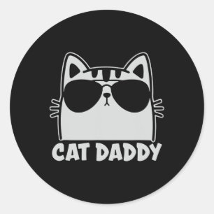 Cool Cat Daddy Sungles Funny Cat Lover Gift Father Classic Round Sticker